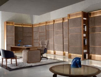 Club modern Italian cabinet with grey leather