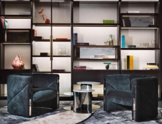 Petra Office Room modern luxury armchair with blue leather